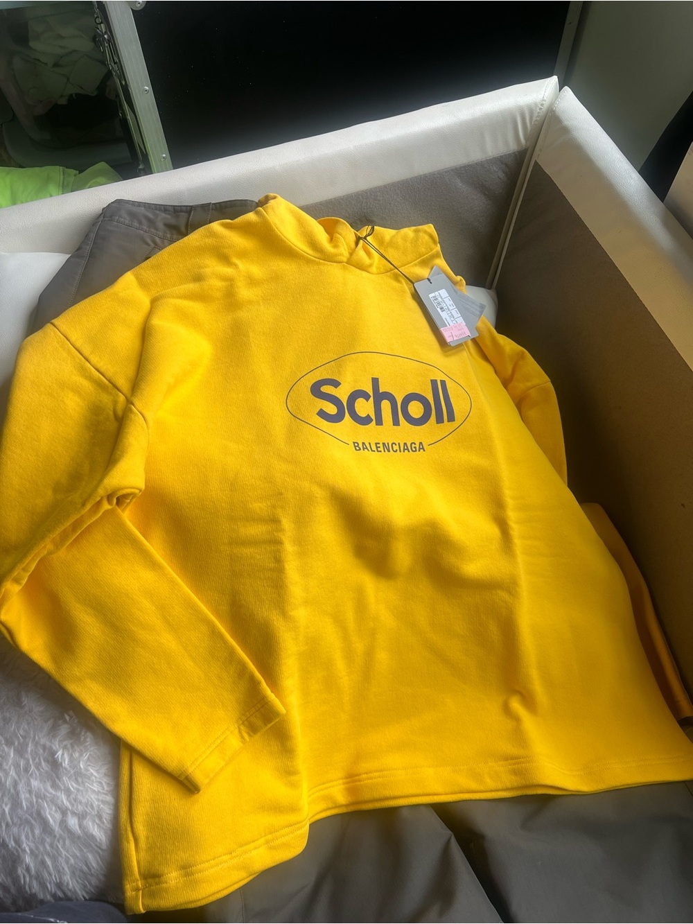 Balenciaga Yellow Crewneck Sweatshirt with Scholl Logo